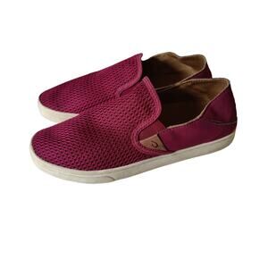 Olukai Women's Sz 8 Pehuea Maroon Slip On Sneakers Mesh